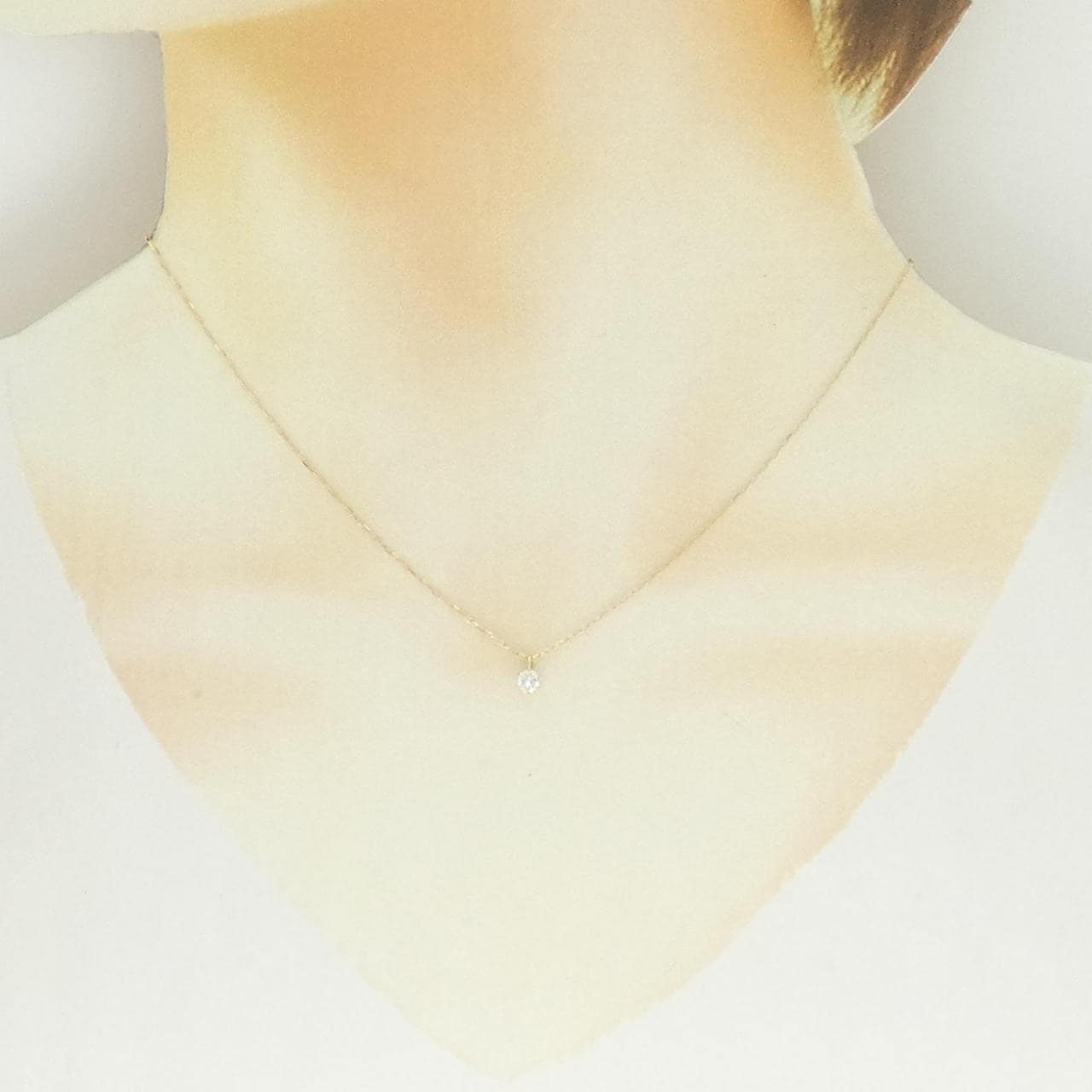 K18YG ソリティア ダイヤモンド ネックレス 0.18CT