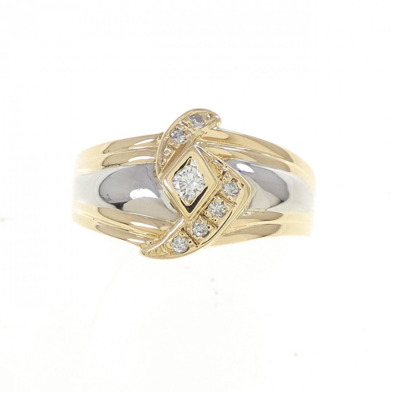 K18YG/PT900 ダイヤモンド リング 0.10CT
