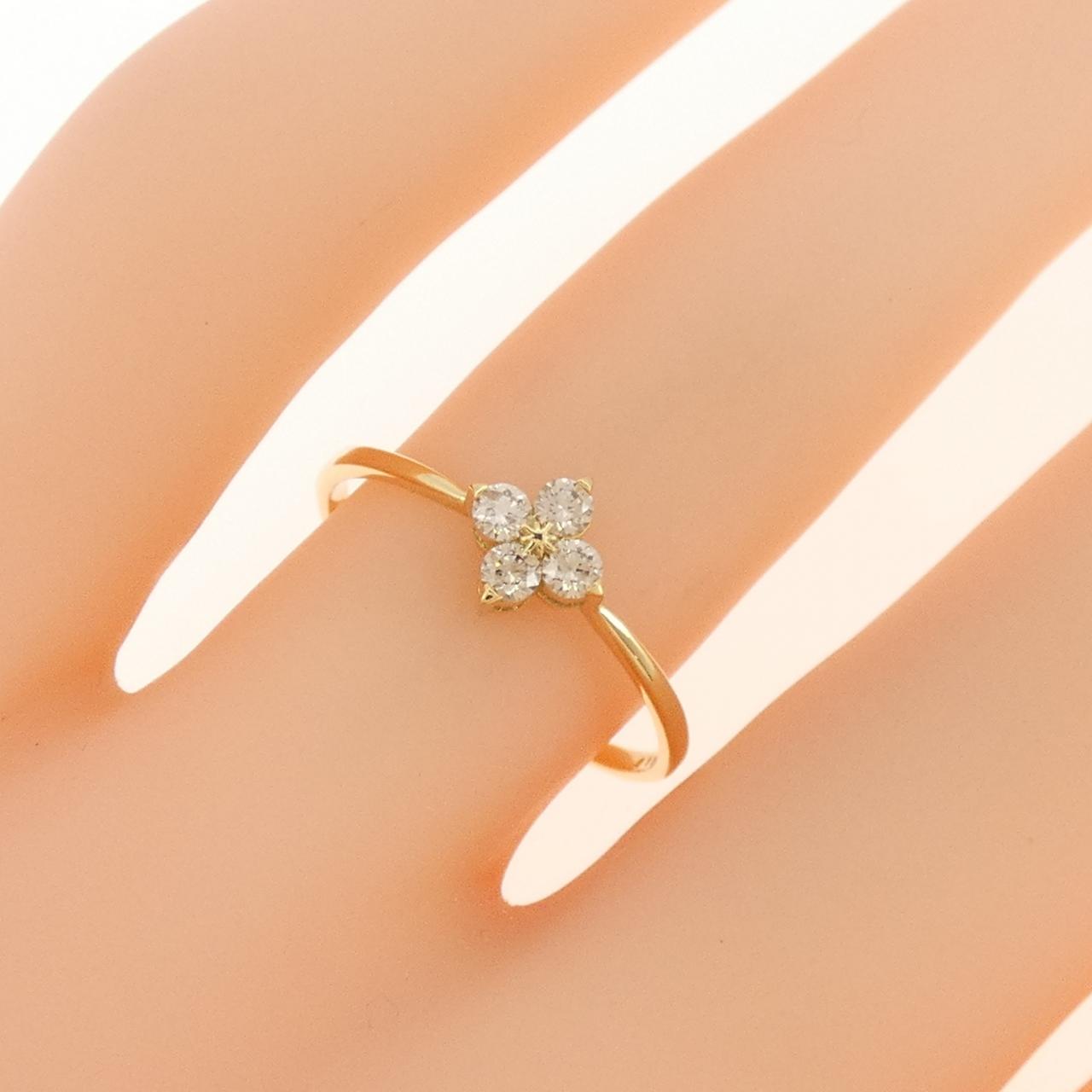 【新品】K18YG フラワー ダイヤモンド リング 0.15CT