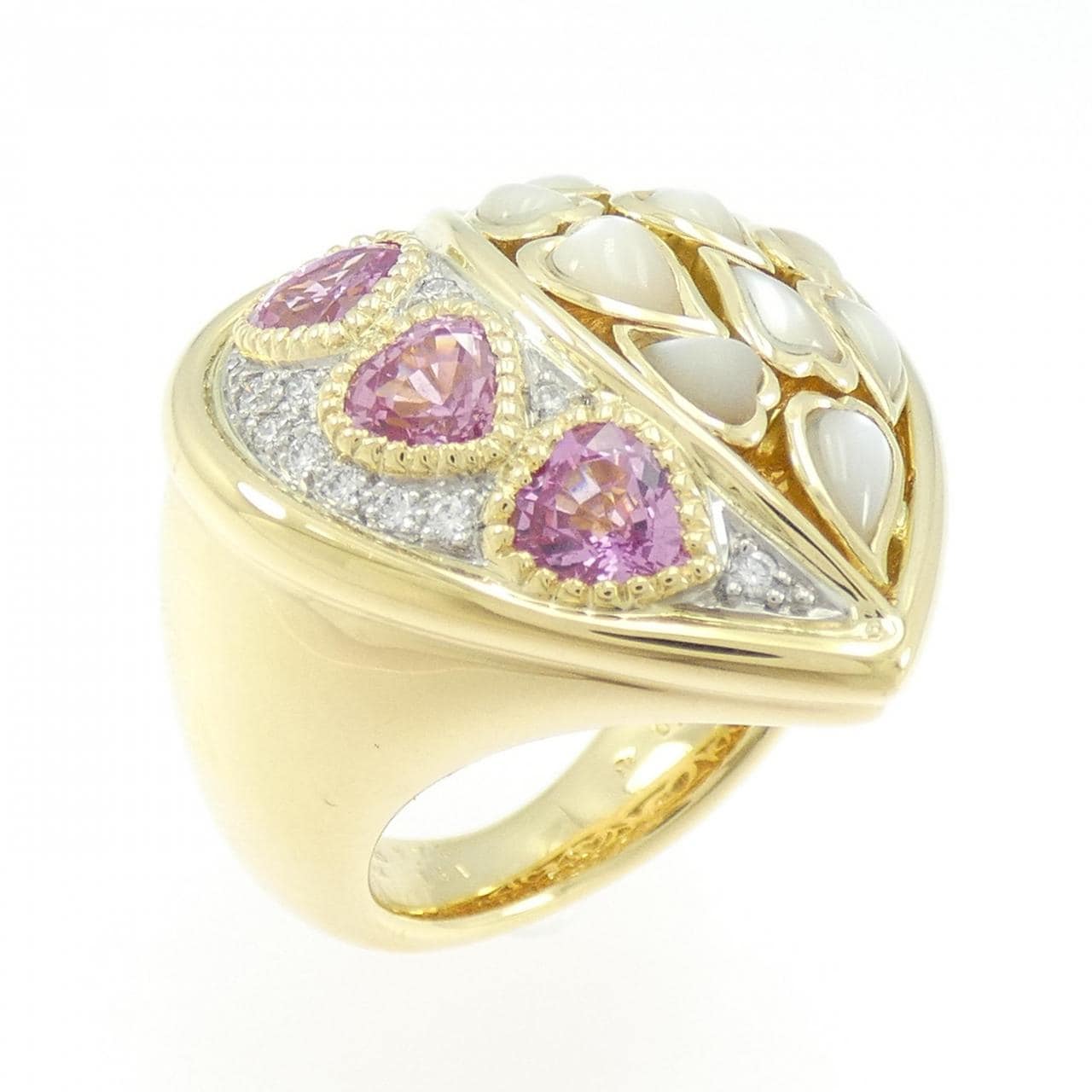 18KYG/PT900 ハート サファイヤ リング 1.73CT