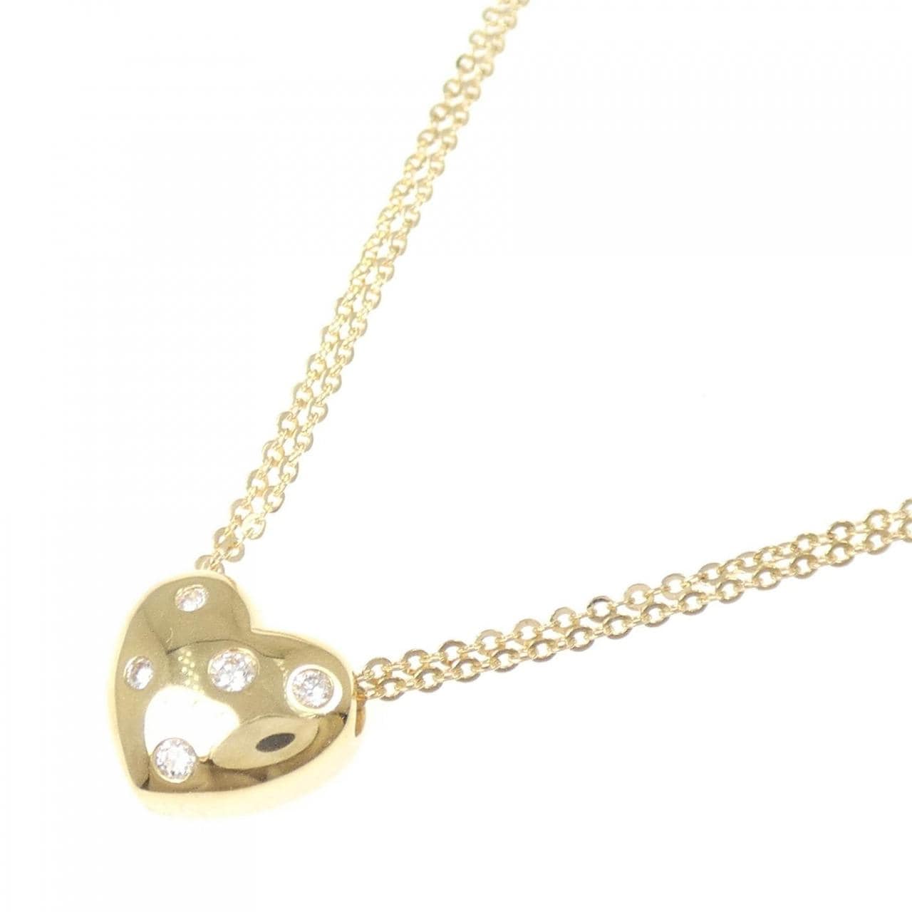 750YG ハート ダイヤモンド ネックレス
