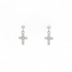 PT900 クロス ダイヤモンド ピアス 0.10CT