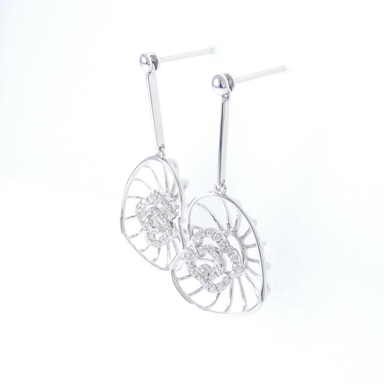 K18WG ハート ダイヤモンド ピアス 0.15CT