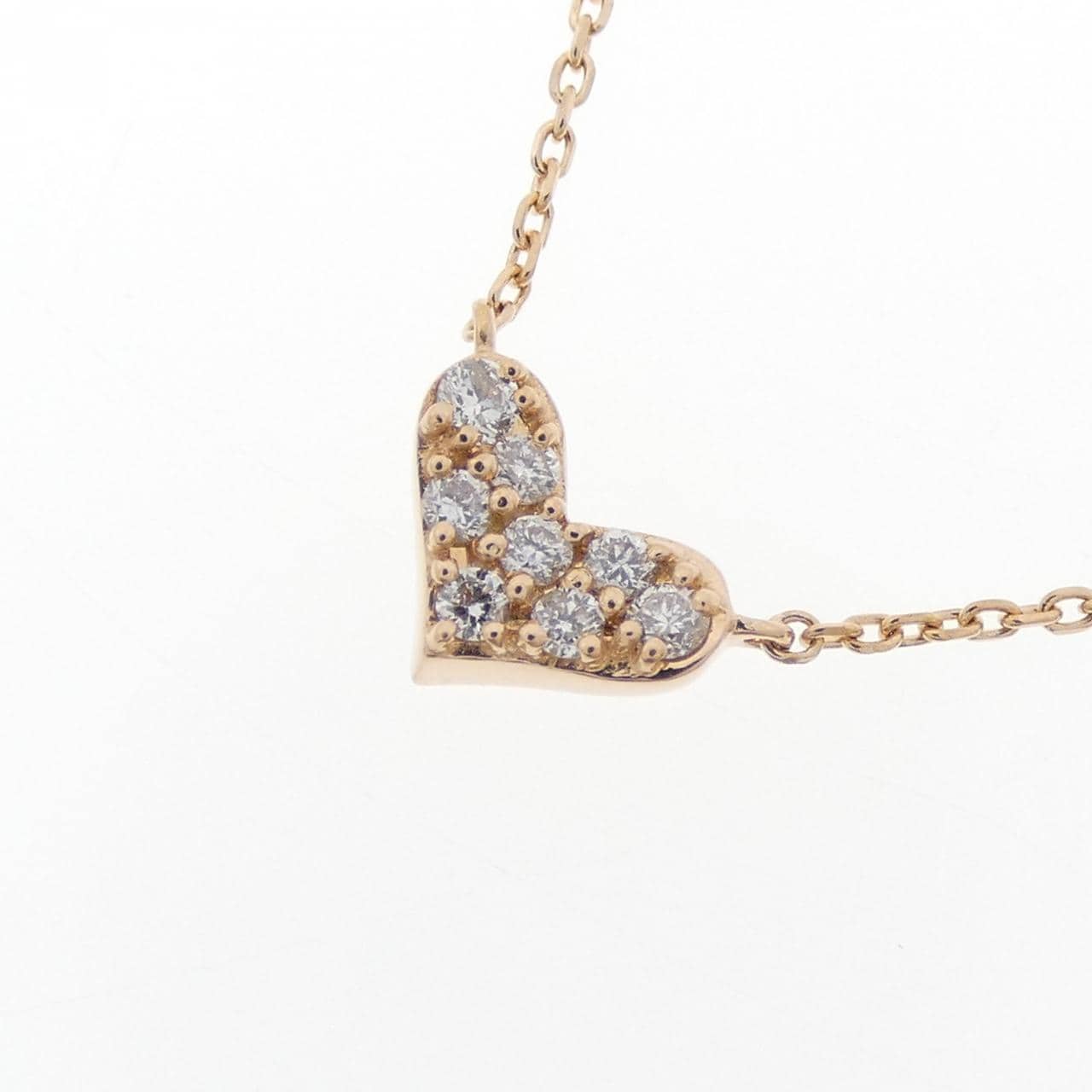 K18PG ハート ダイヤモンド ネックレス 0.08CT