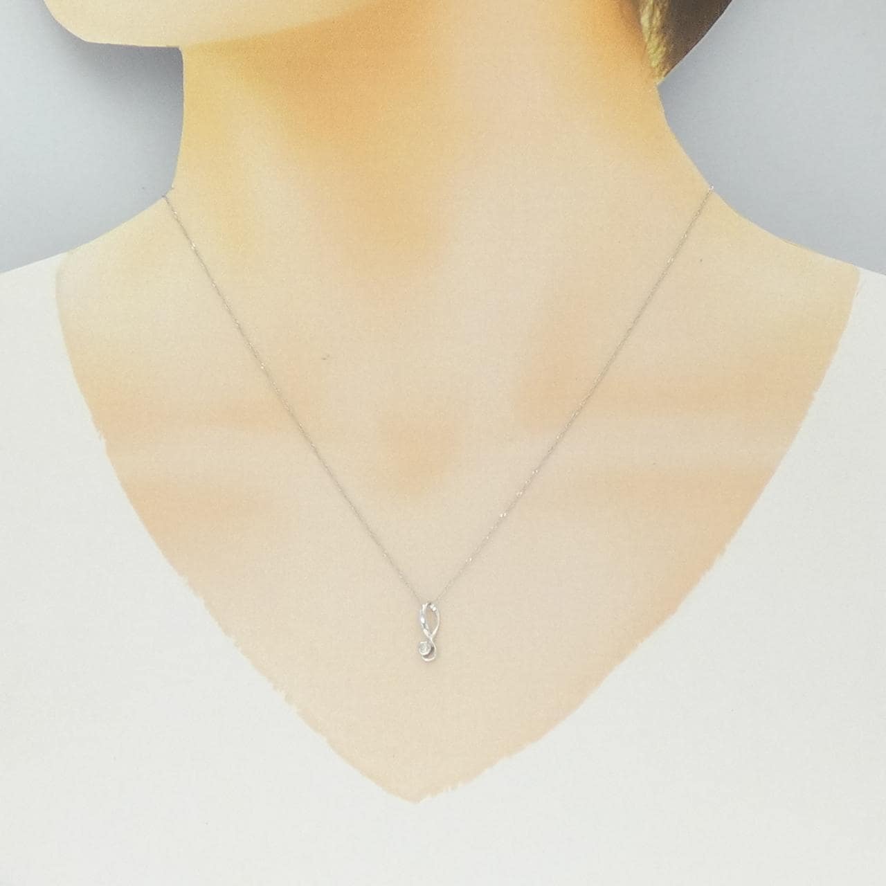 K14WG ダイヤモンド ネックレス 0.02CT