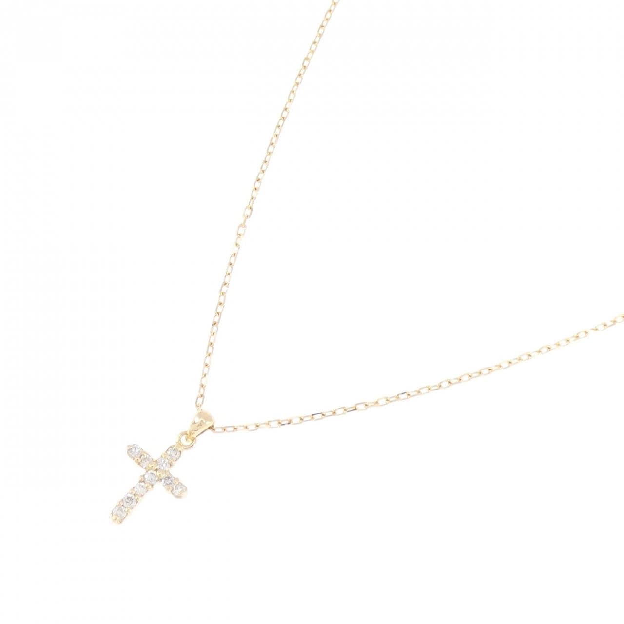 K18YG クロス ダイヤモンド ネックレス 0.1CT