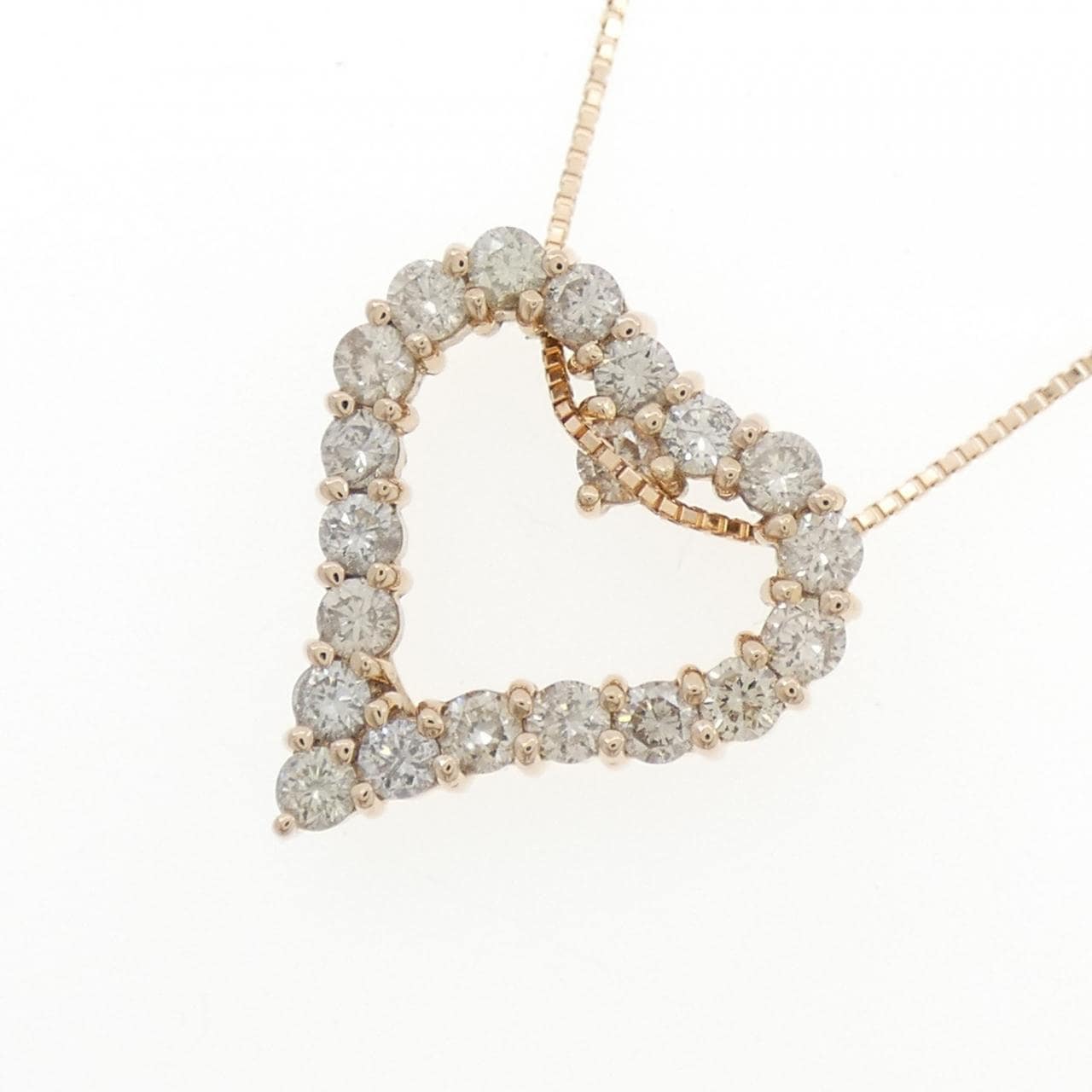 K18PG ハート ダイヤモンド ネックレス 1.00CT
