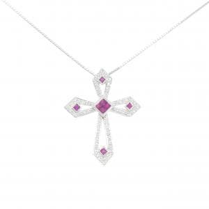 K18WG ルビー ネックレス 0.42CT