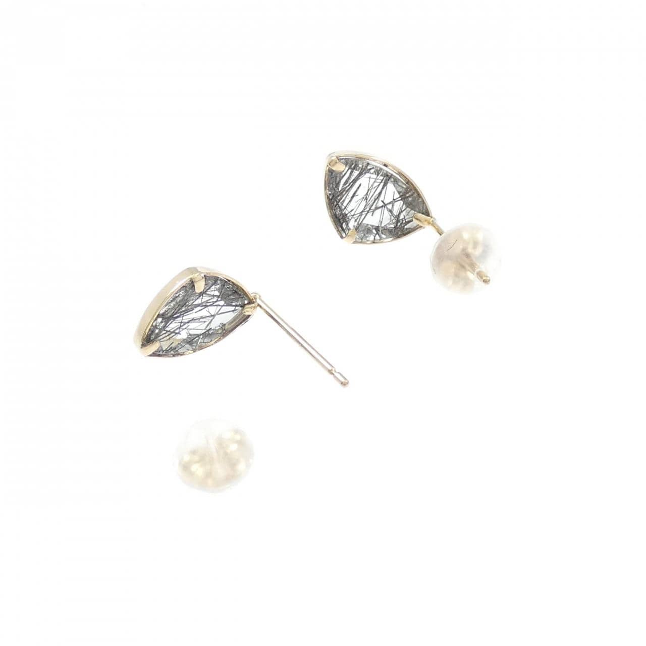 K10YG トルマリンインクォーツ ピアス