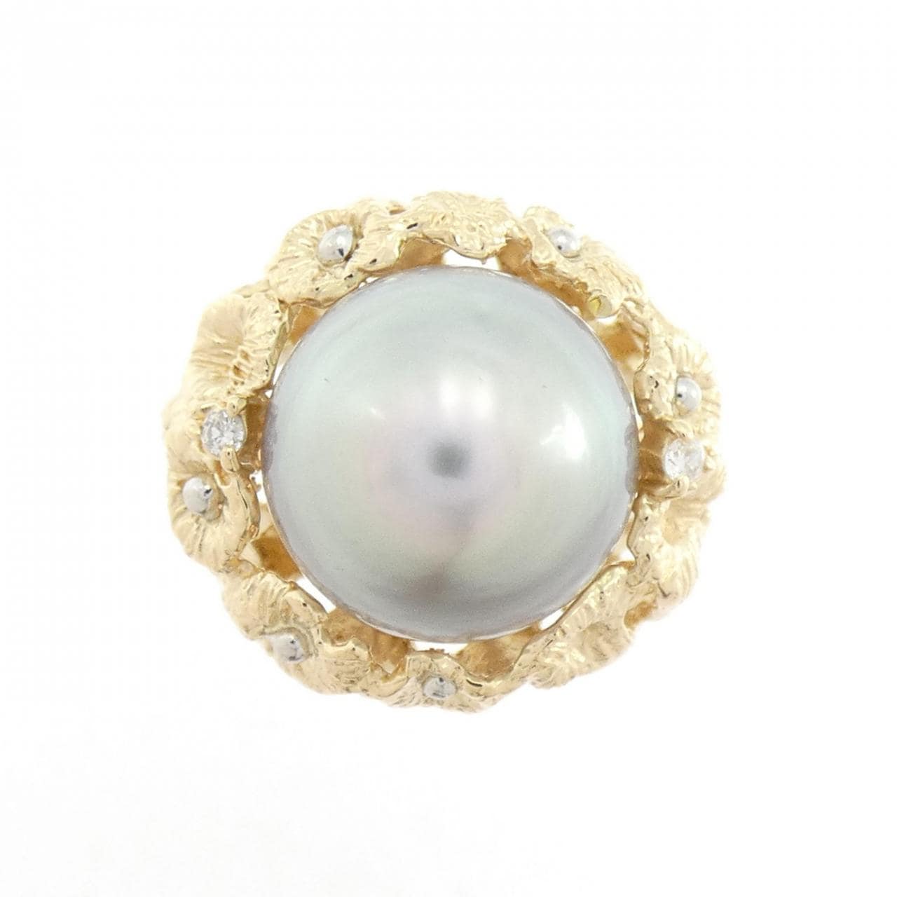 K18YG 黒蝶パール リング 11.5mm