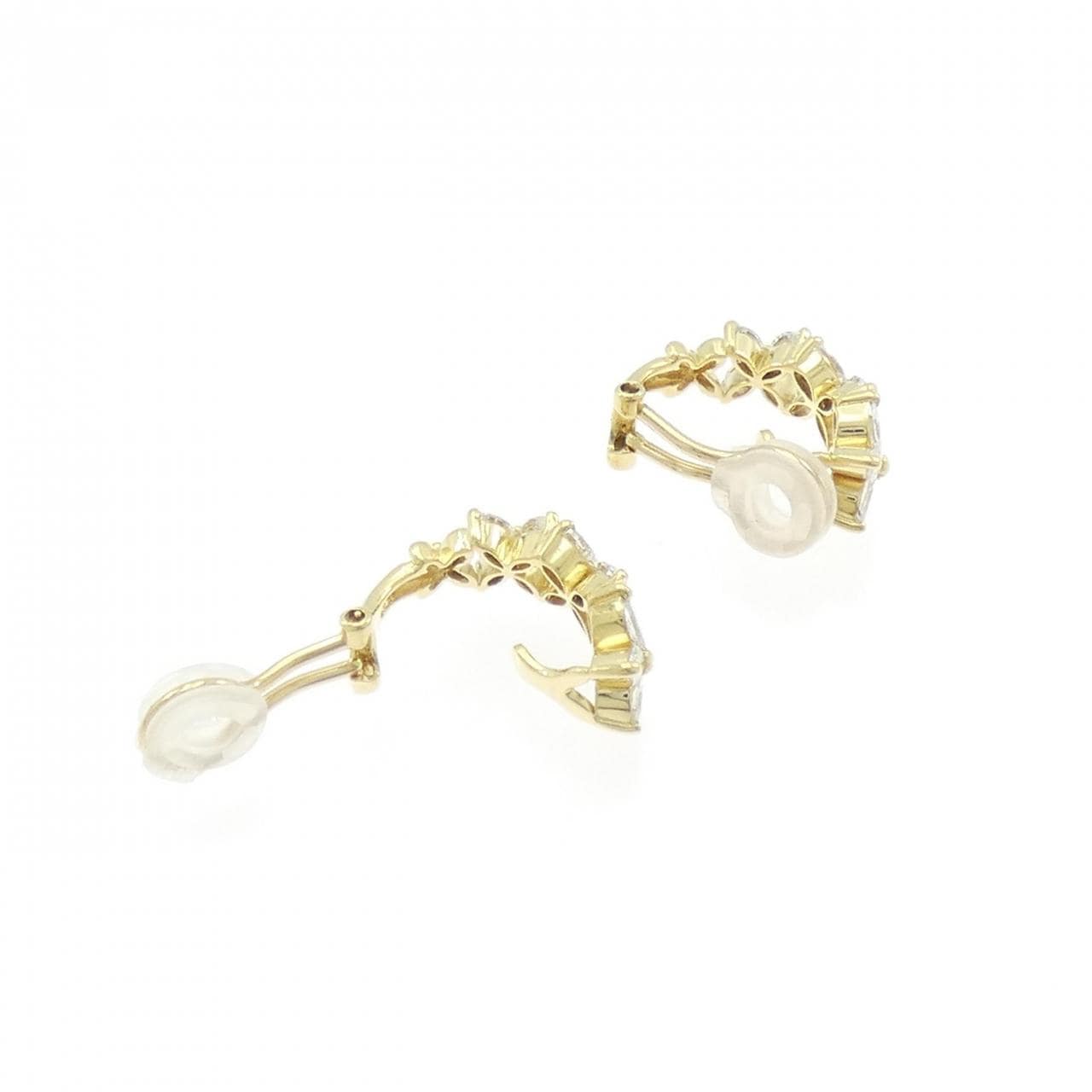 K18YG フラワー ダイヤモンド イヤリング 0.80CT