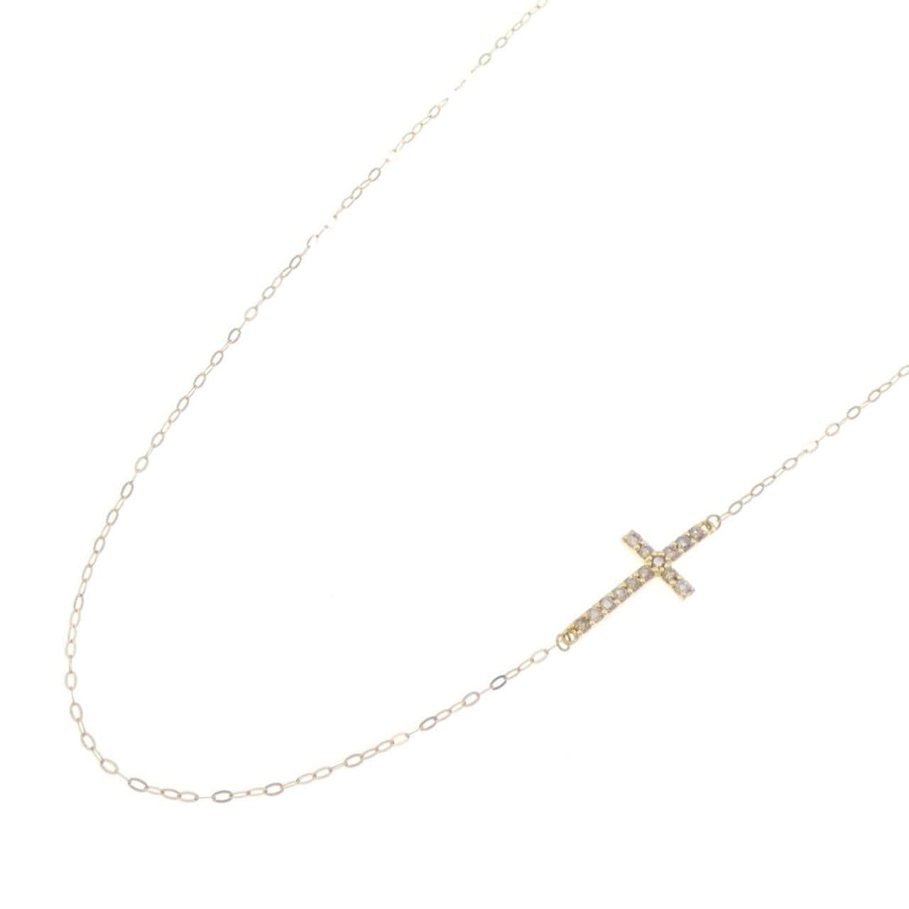 K18YG クロス ダイヤモンド ネックレス 0.11CT