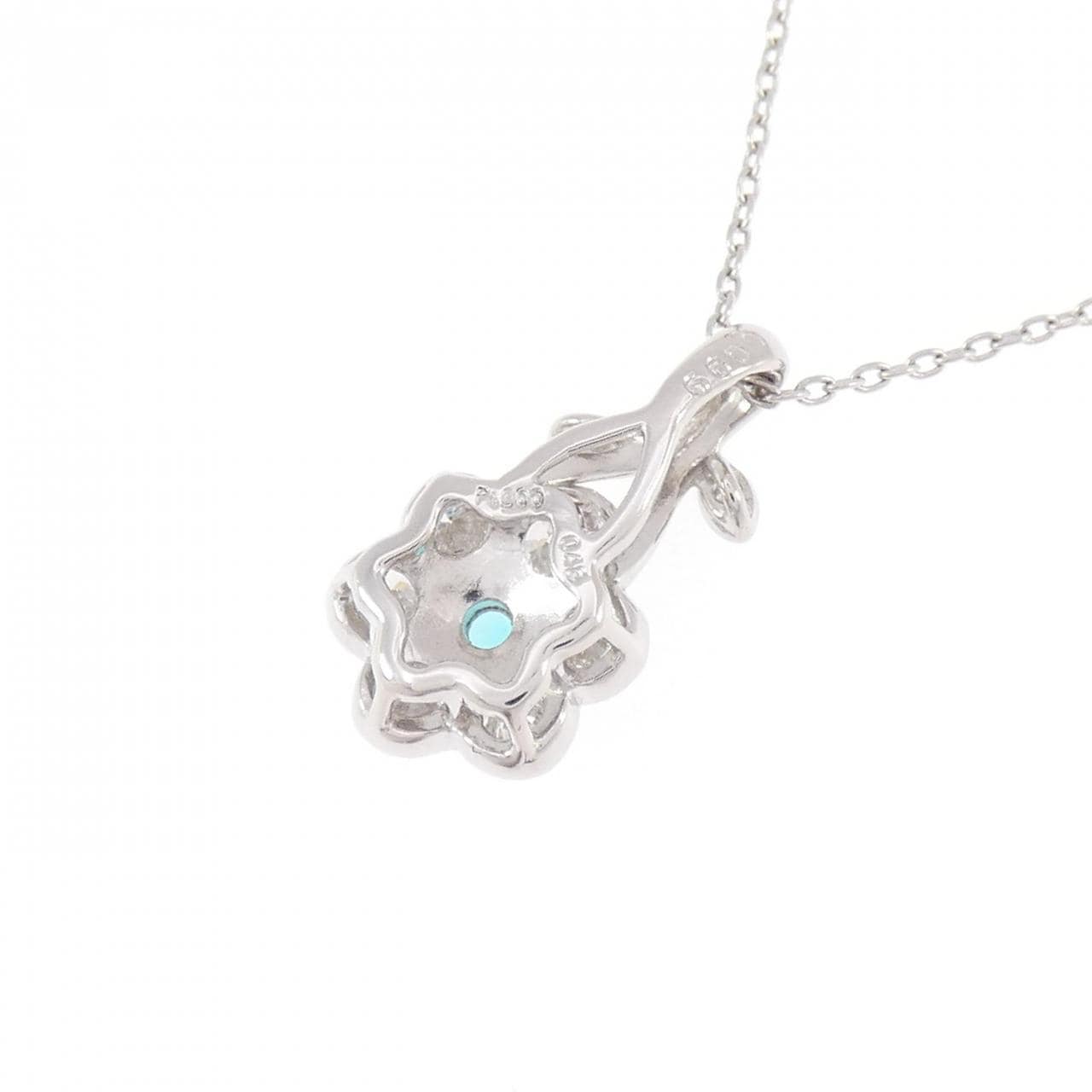 PT900/PT850 フラワー パライバトルマリン ネックレス 0.099CT