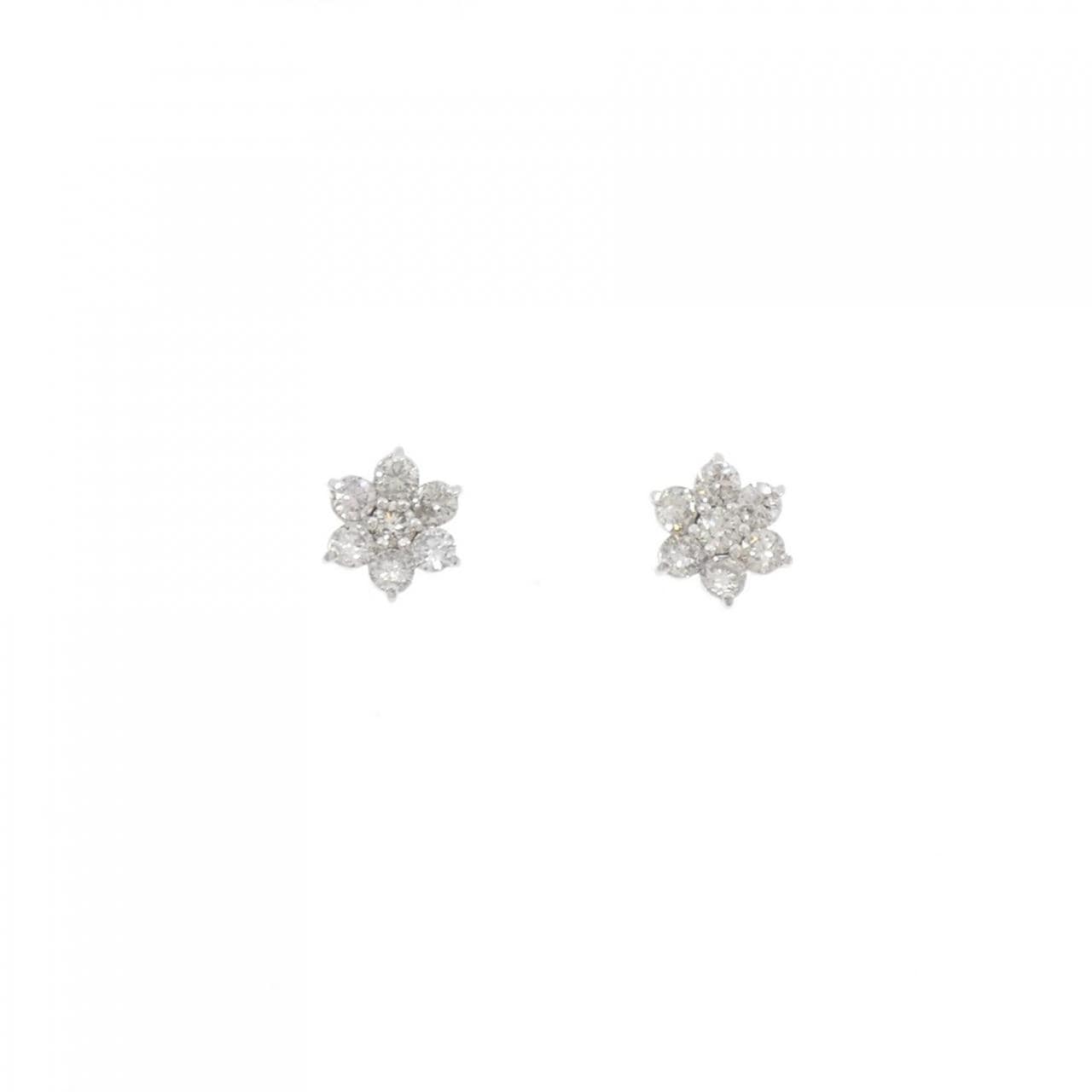 K18WG フラワー ダイヤモンド ピアス 0.50CT