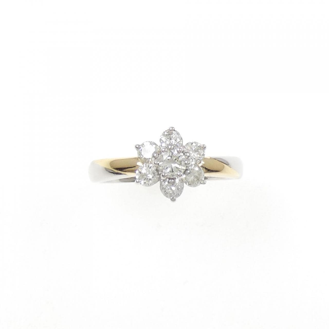 PT900/K18YG フラワー ダイヤモンド リング 0.50CT