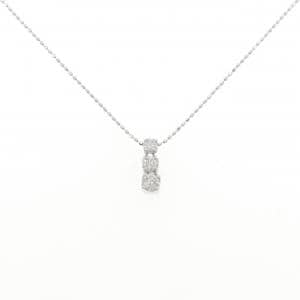 K18WG スリーストーン ダイヤモンド ネックレス 0.30CT