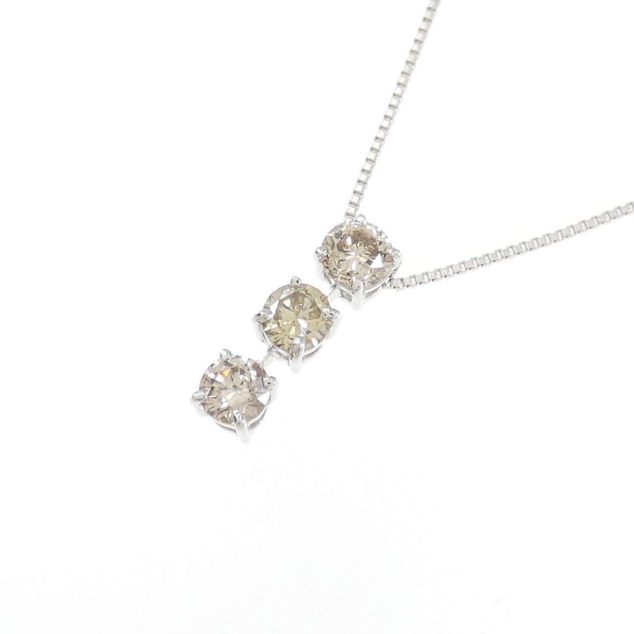 K18WG three stone Diamond necklace 0.5CT