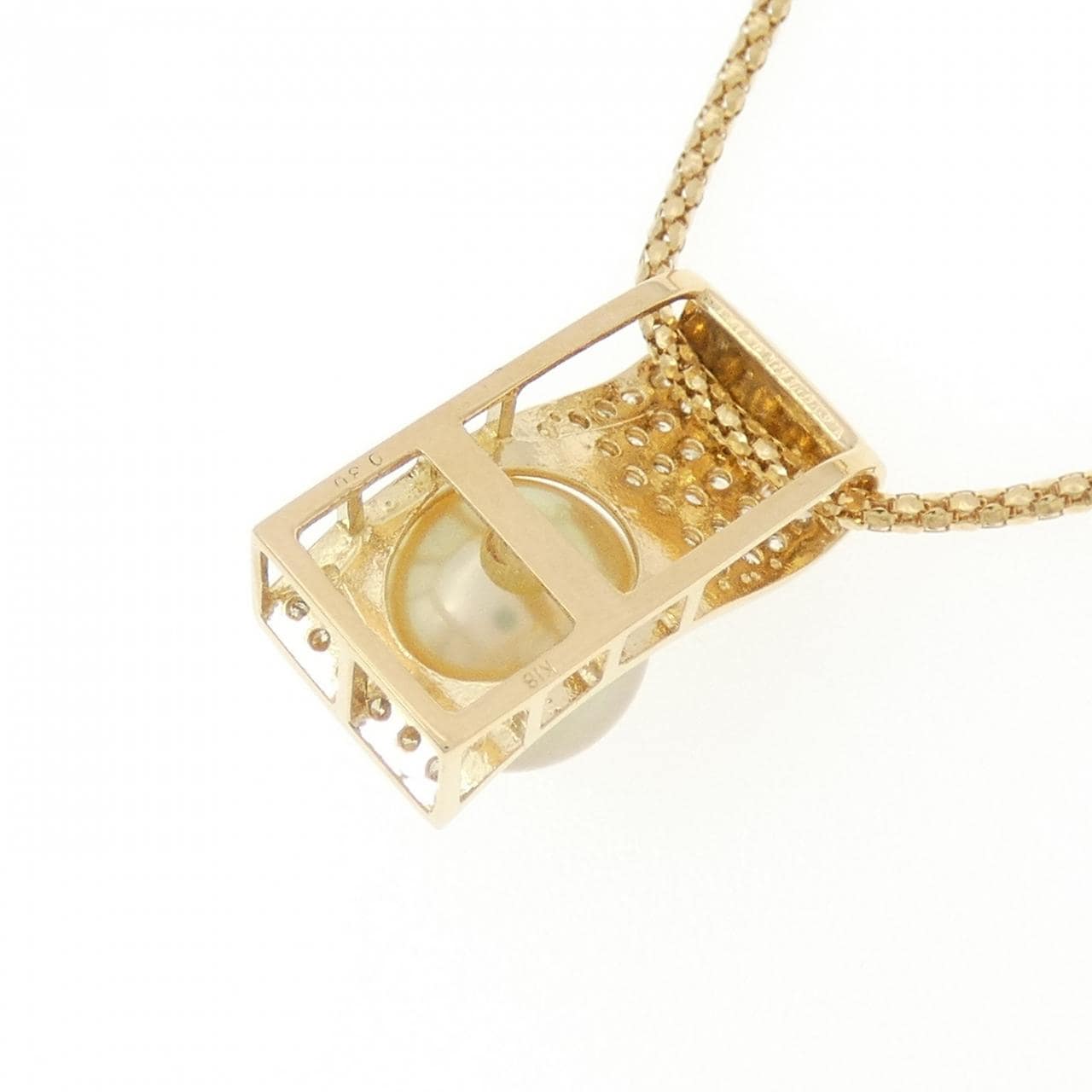 K18YG 白蝶パール ネックレス 9mm