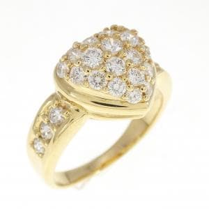 K18YG ハート パヴェ ダイヤモンド リング 1.00CT