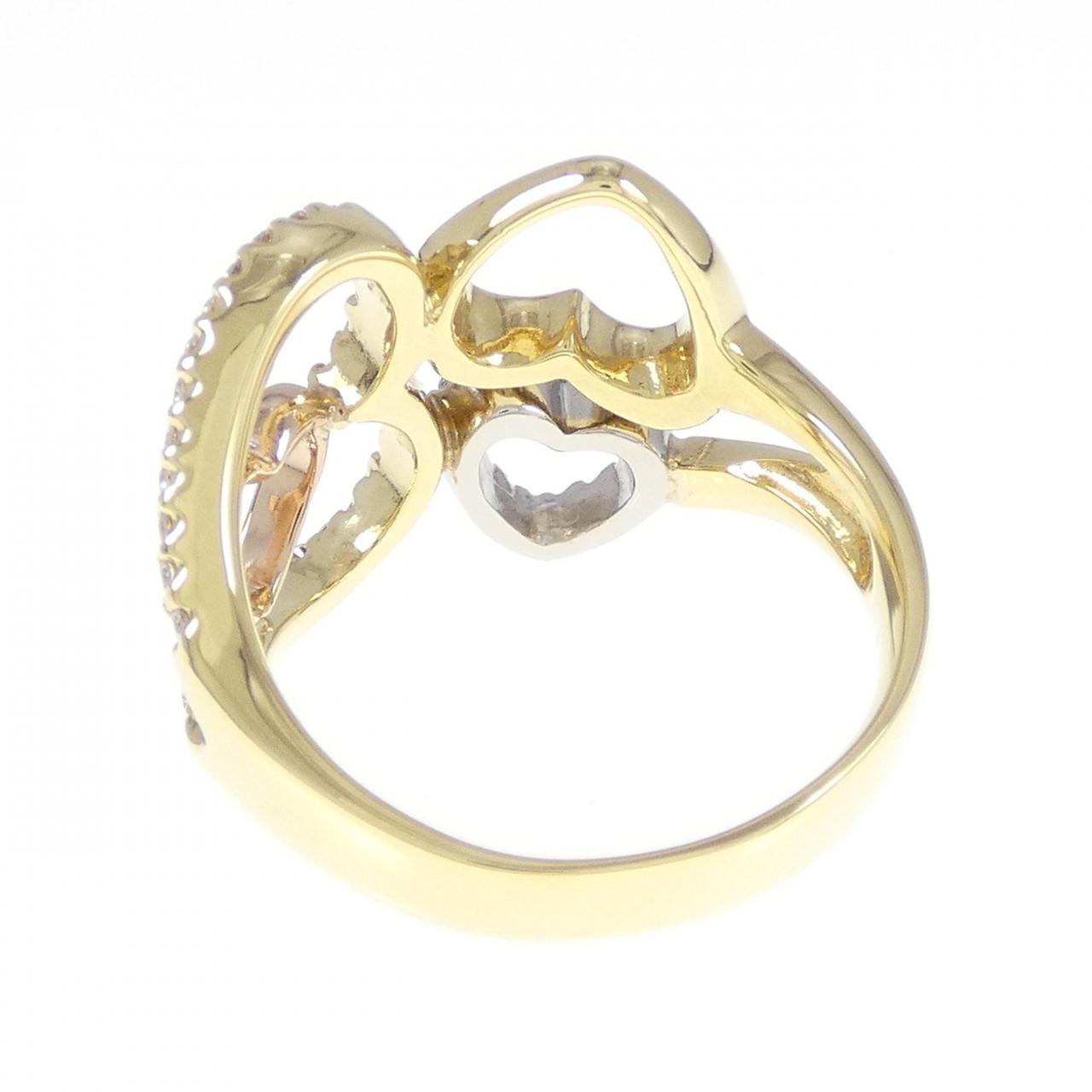 K18YG/PT/K18PG ハート ダイヤモンド リング 0.30CT