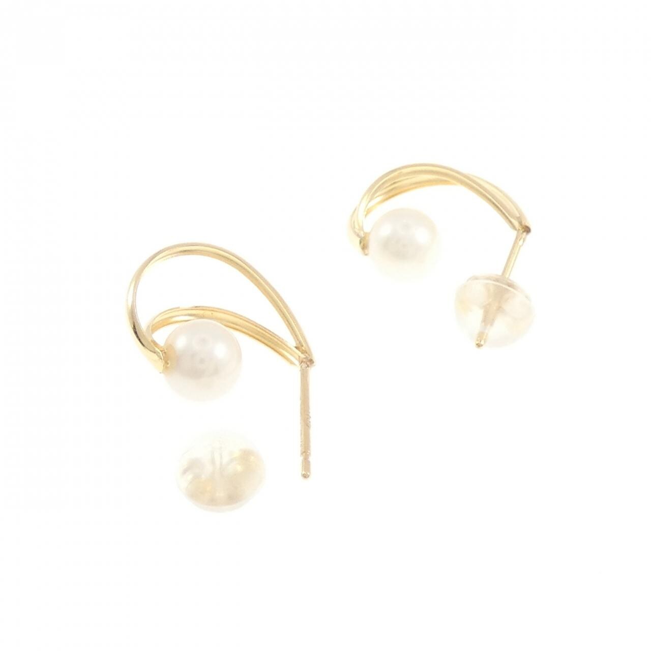 【新品】K18YG 淡水パール ピアス