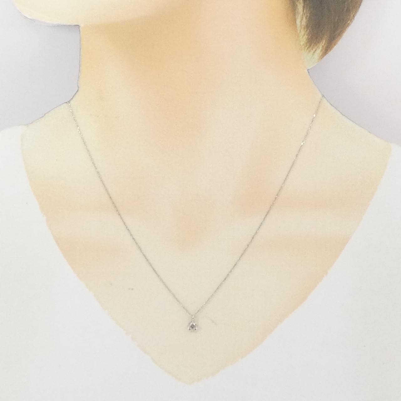 K18WG ソリティア ダイヤモンド ネックレス 0.15CT