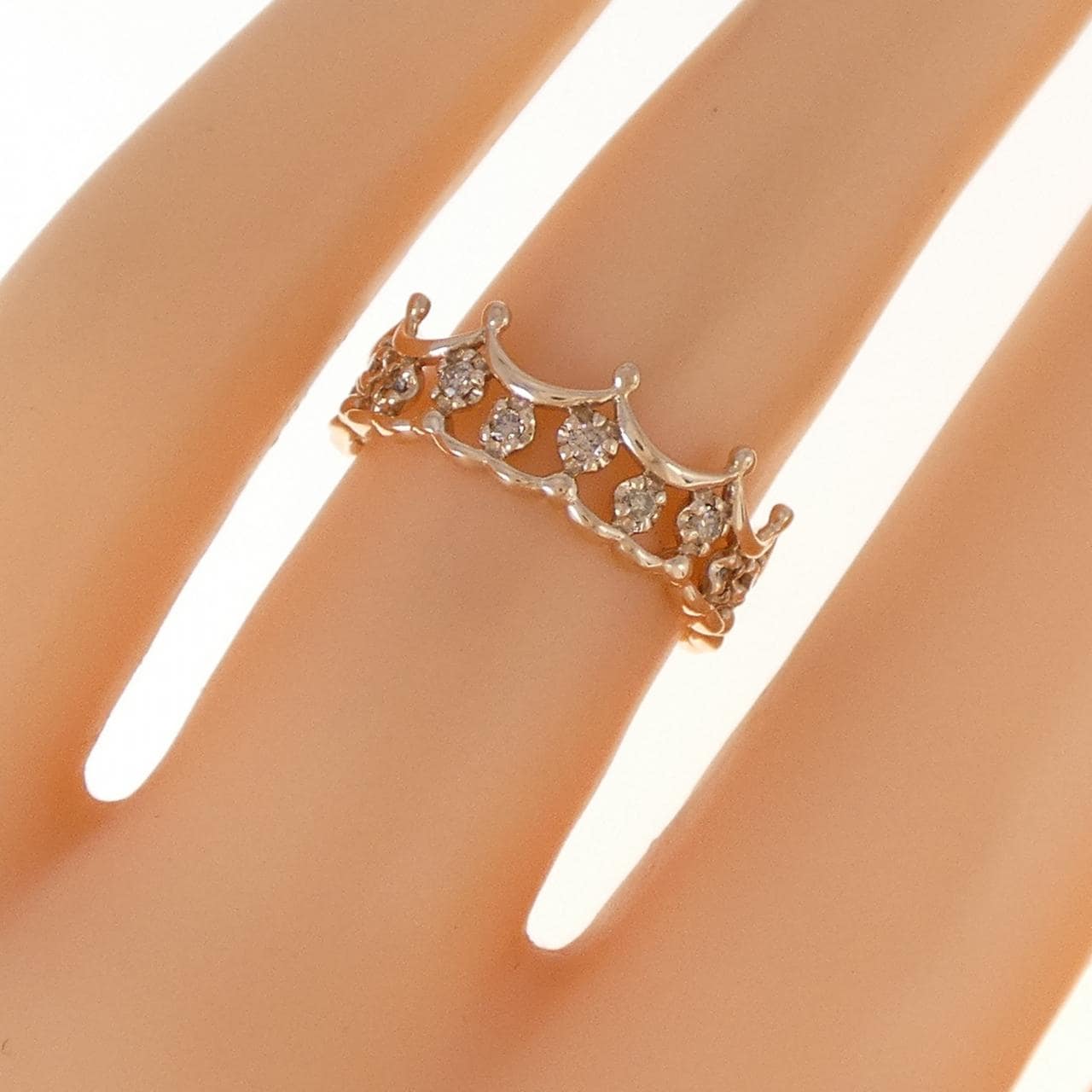 K10PG 皇冠钻石戒指 0.13CT
