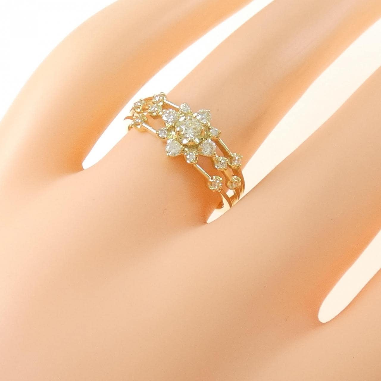 K18YG花朵钻石戒指0.30CT
