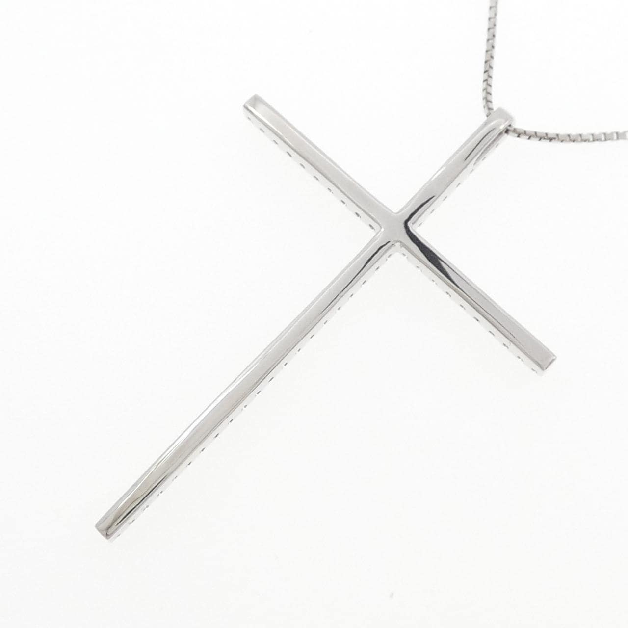 K18WG クロス ダイヤモンド ネックレス 1.00CT