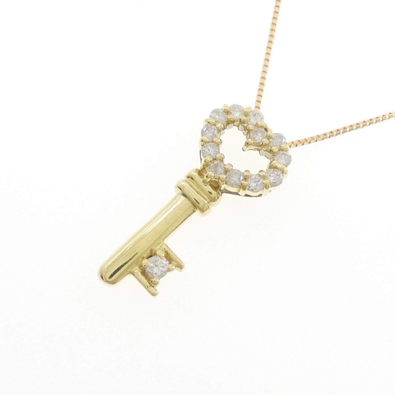 K18YG ハート×キー ダイヤモンド ネックレス 0.20CT