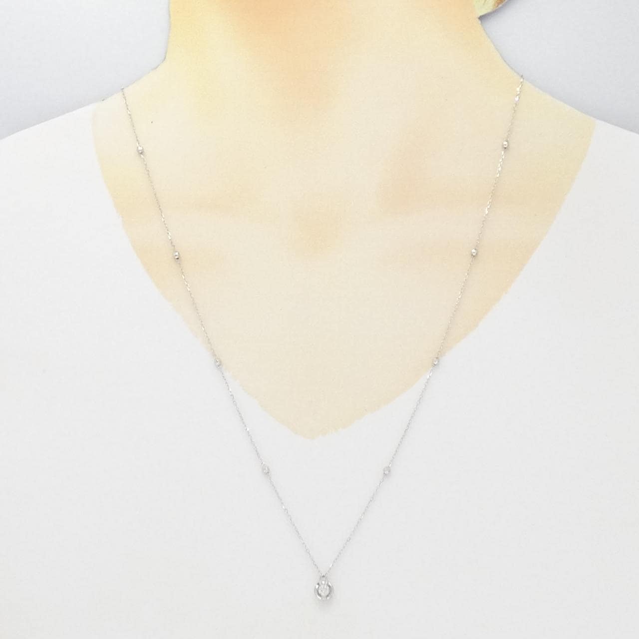 K18WG ダイヤモンド ネックレス 0.138CT
