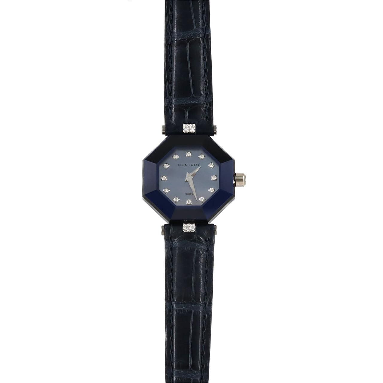 【免维护回扣价】CENTURY幸运八白金款，12孔，D型表耳，白金 x 蓝宝石石英