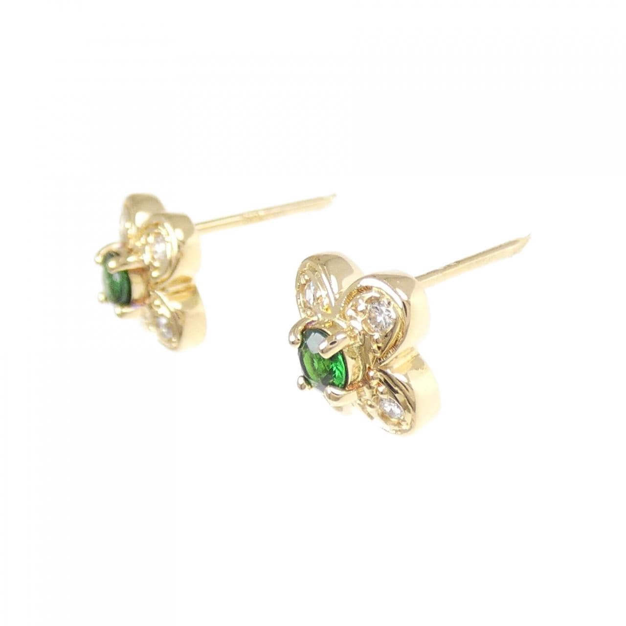 K18YG フラワー ガーネット ピアス 0.26CT