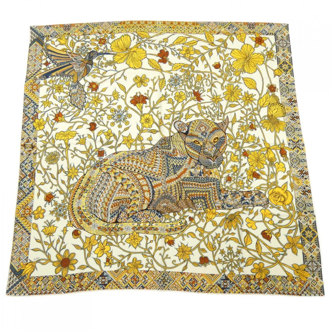 エルメス HERMES LE JAGUAR ET LE COLIBRI H243919S カレジェアン140 ショール