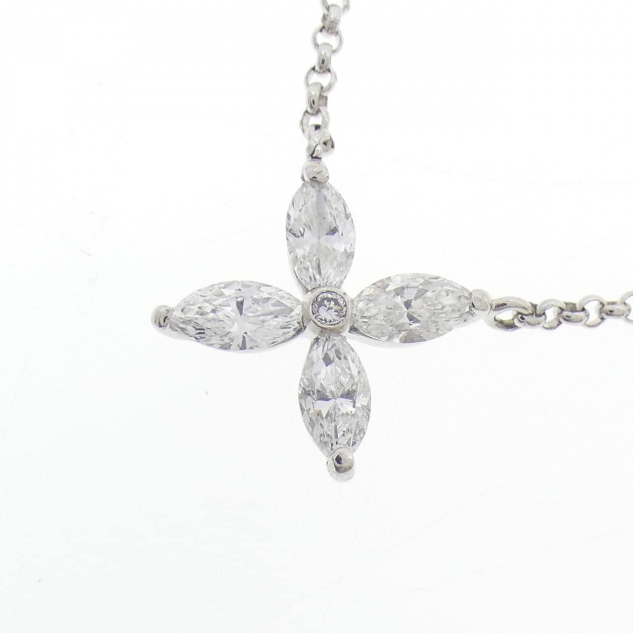 PT900/PT850 フラワー ダイヤモンド ネックレス 0.50CT