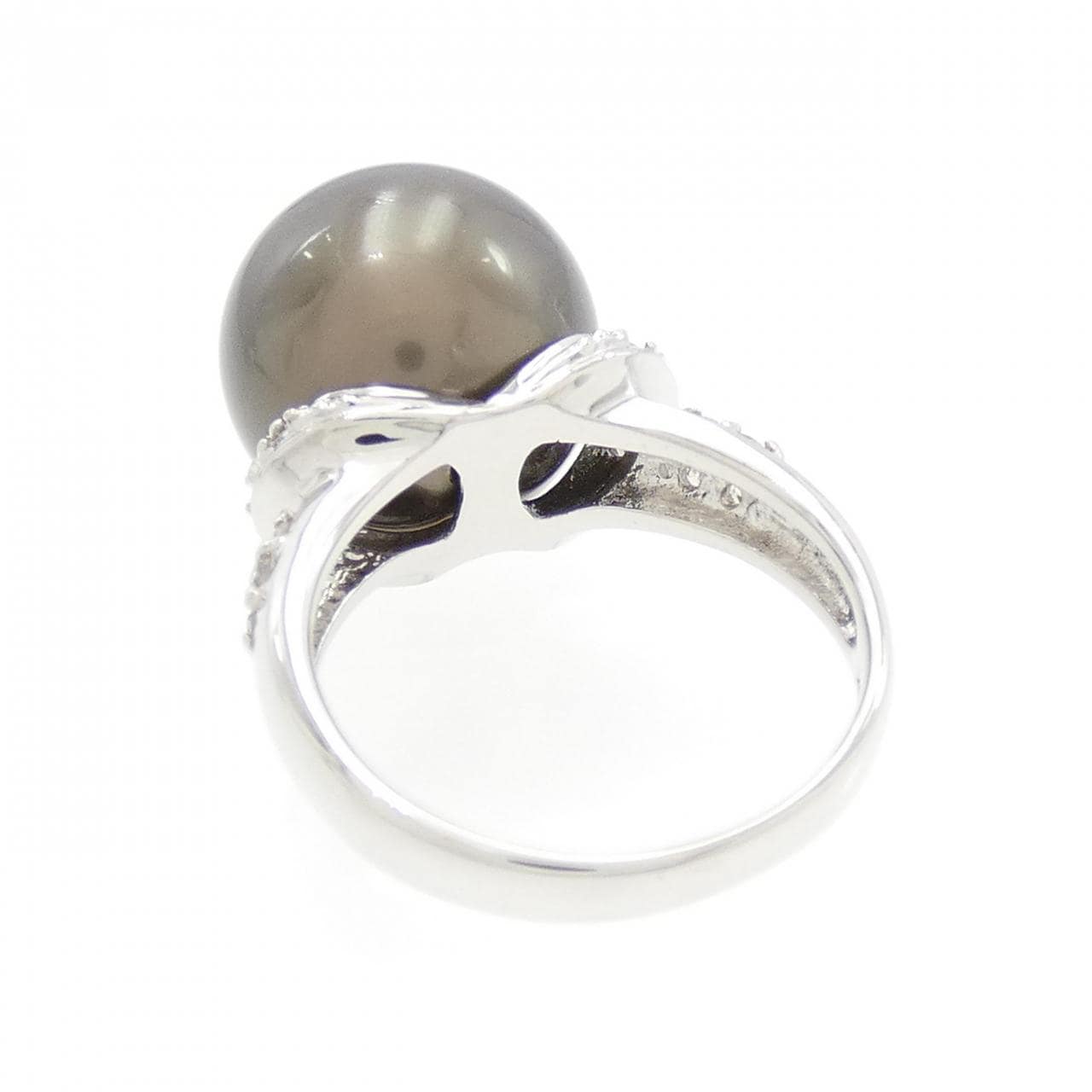 K18WG Black Pearl Ring 12.6mm