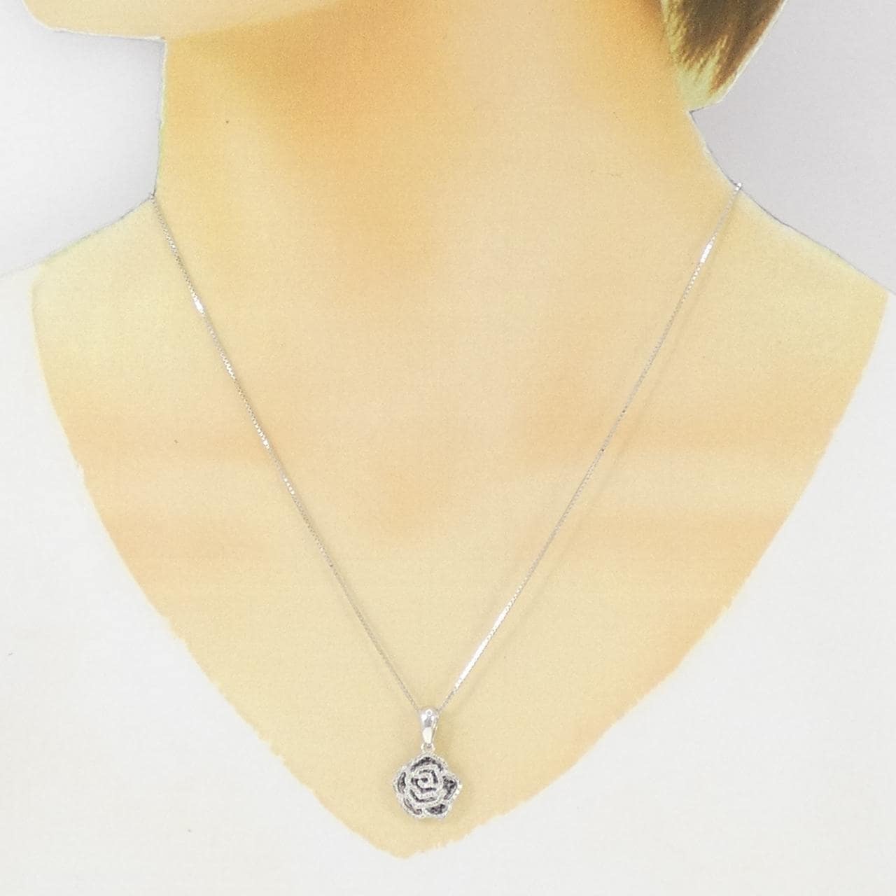 K18WG ローズ ダイヤモンド ネックレス 0.32CT