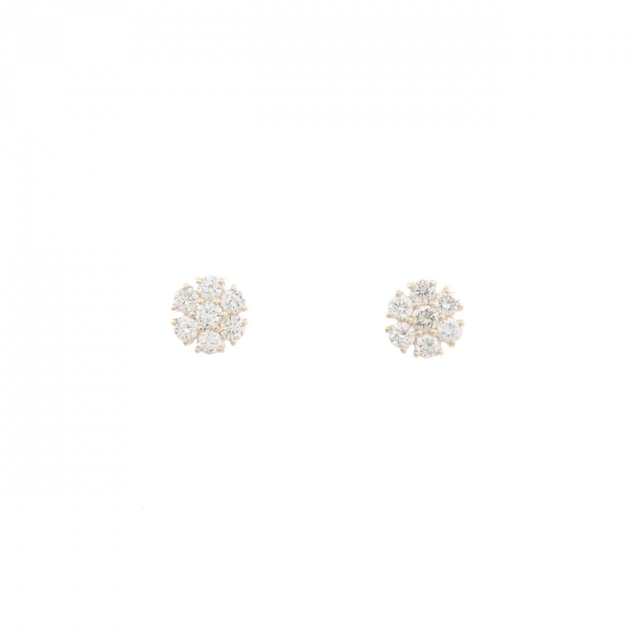 【リメイク】K10YG フラワー ダイヤモンド ピアス 0.30CT