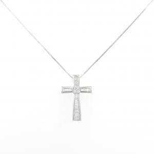 K18WG クロス ダイヤモンド ネックレス 0.52CT