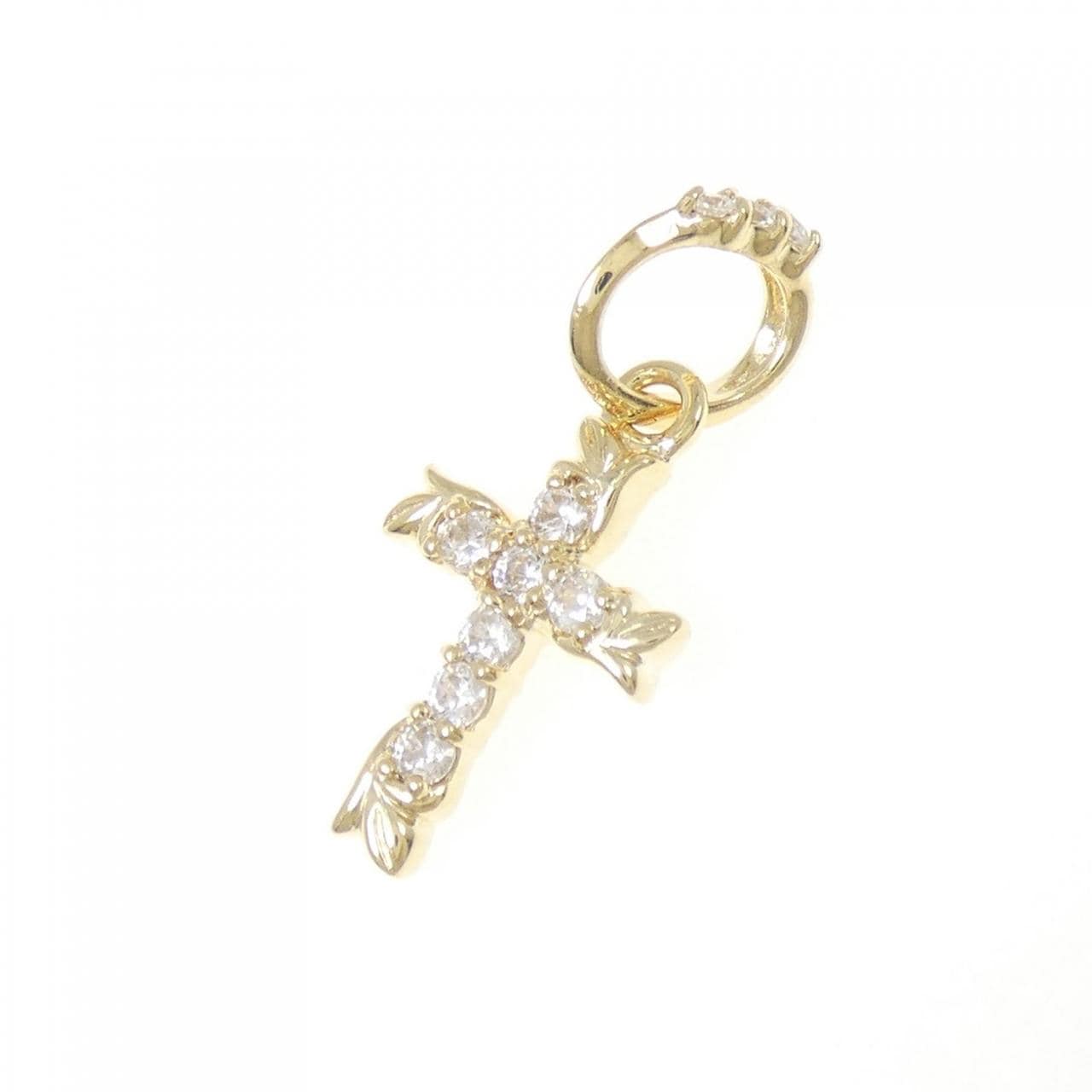 K18YG Cross Cubic Pendant