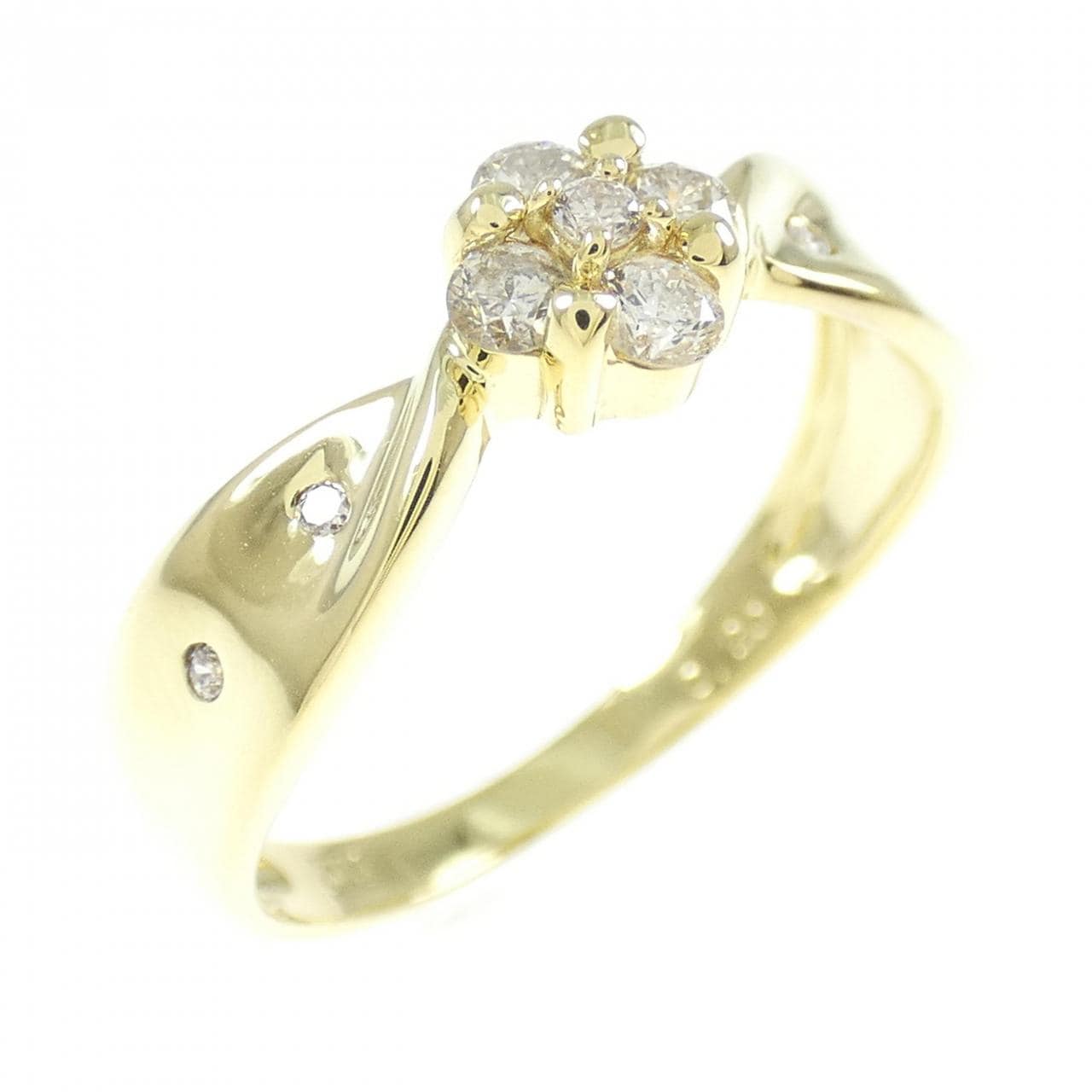 K18YG フラワー ダイヤモンド リング 0.20CT