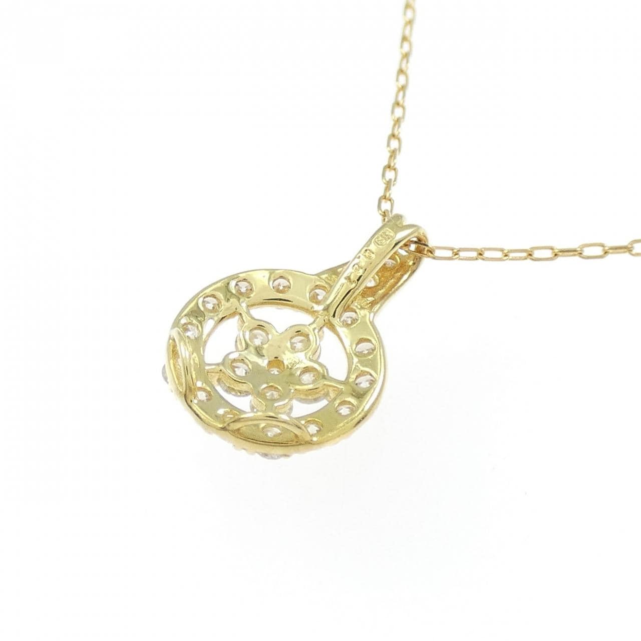 K18YG フラワー ダイヤモンド ネックレス 0.27CT