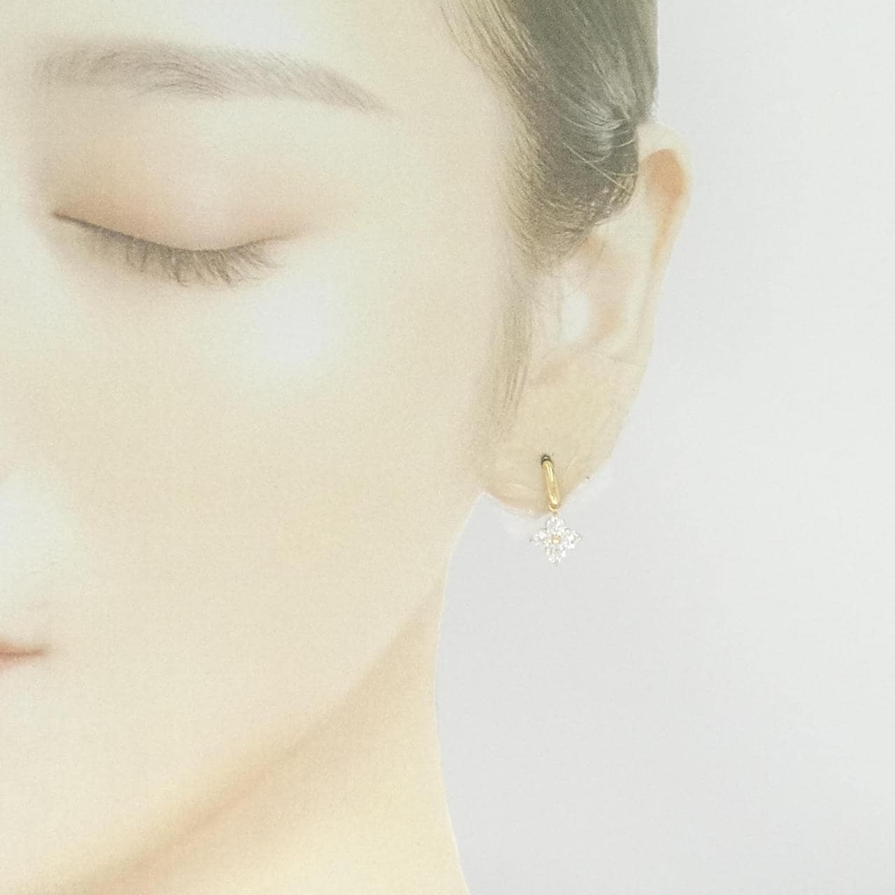 【リメイク】K18YG フラワー ダイヤモンド ピアス 1.00CT