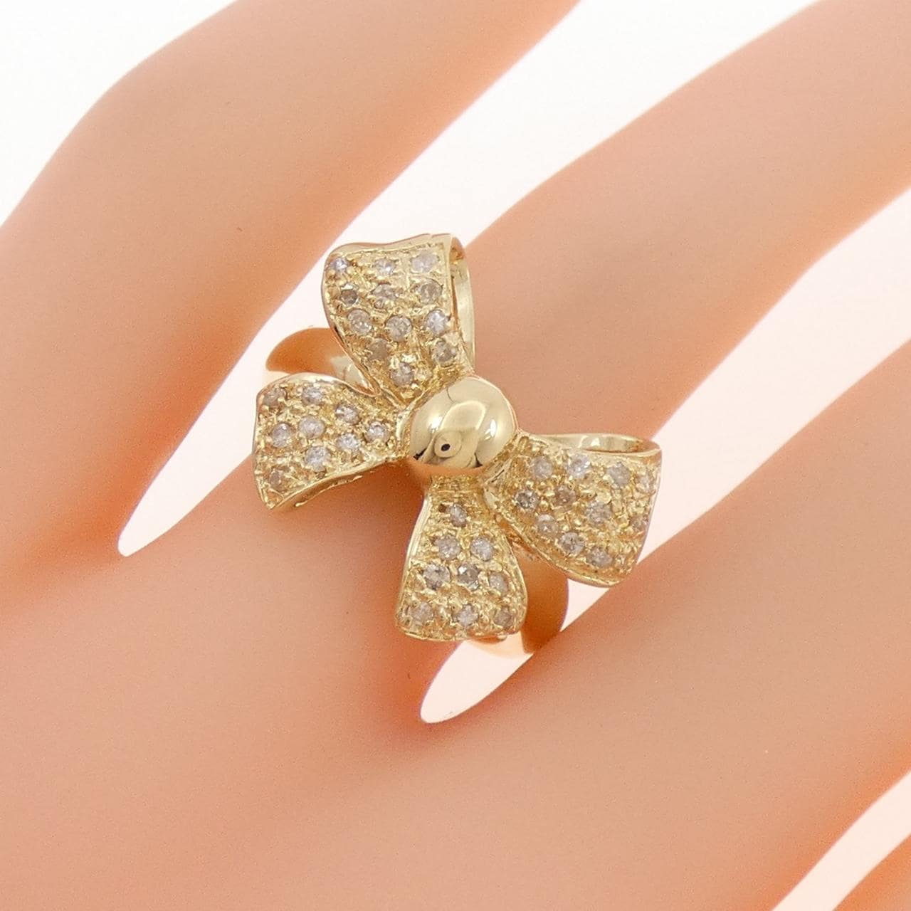 K18YG リボン ダイヤモンド リング 0.33CT
