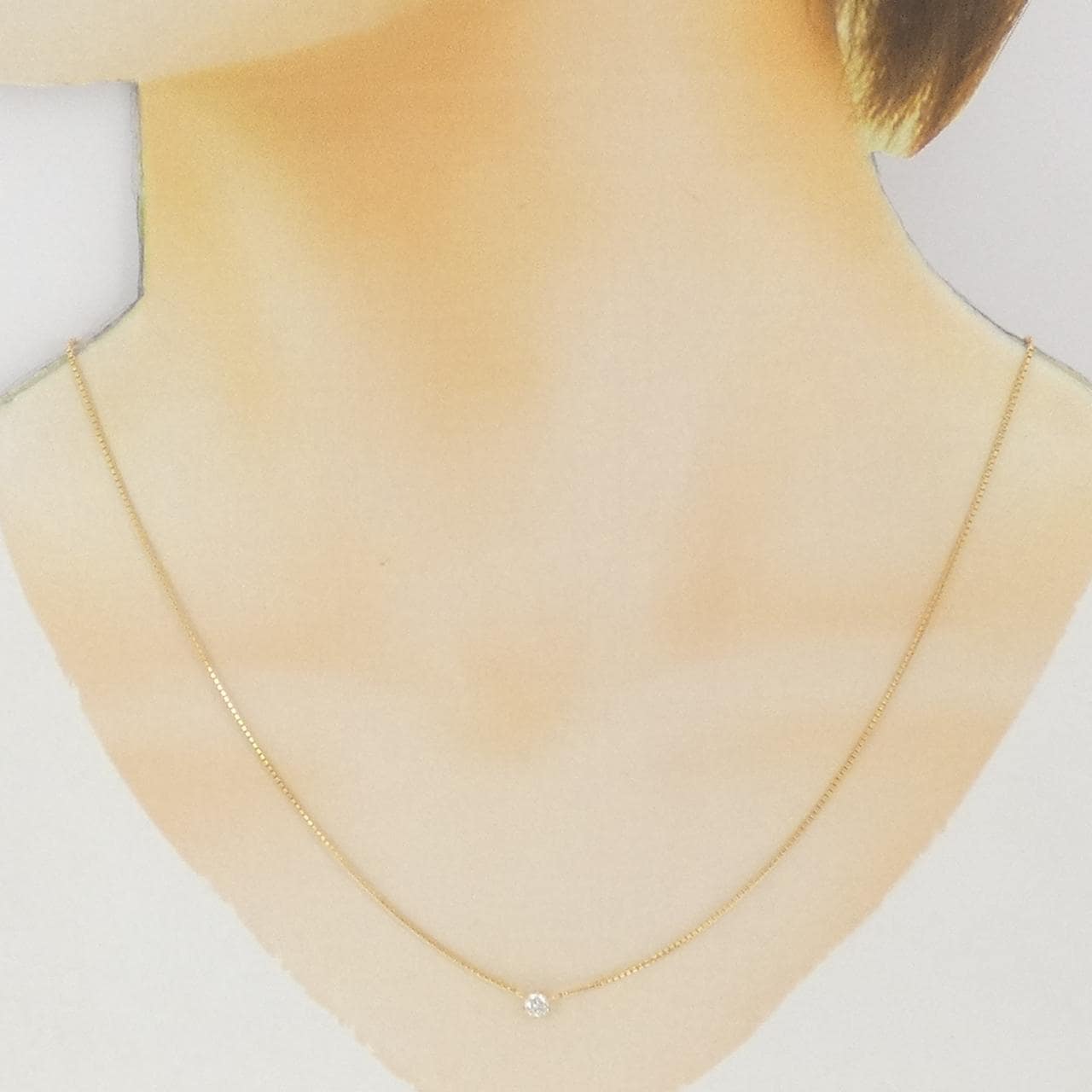 K18YG ソリティア ダイヤモンド ネックレス 0.15CT