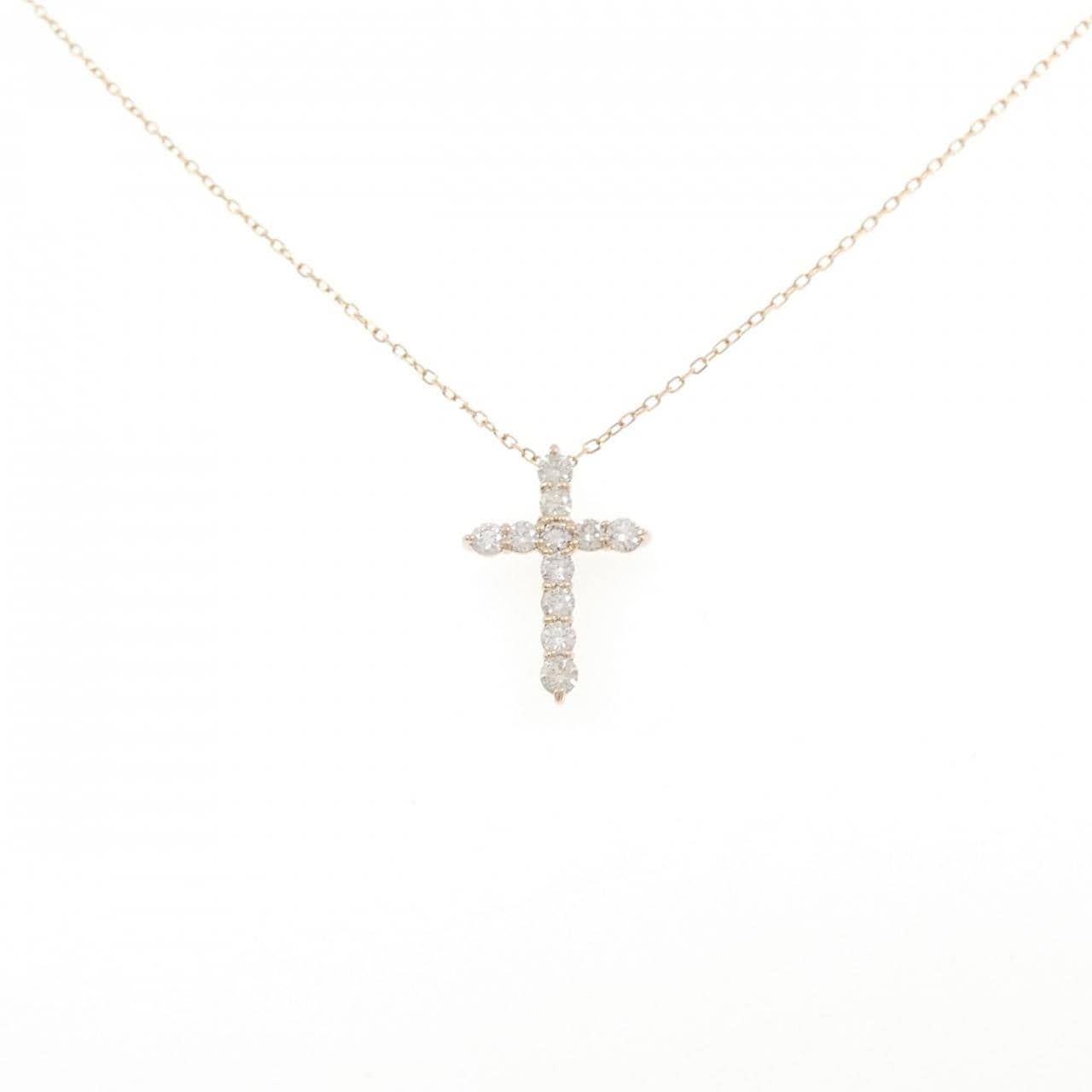 K18PG クロス ダイヤモンド ネックレス 0.50CT