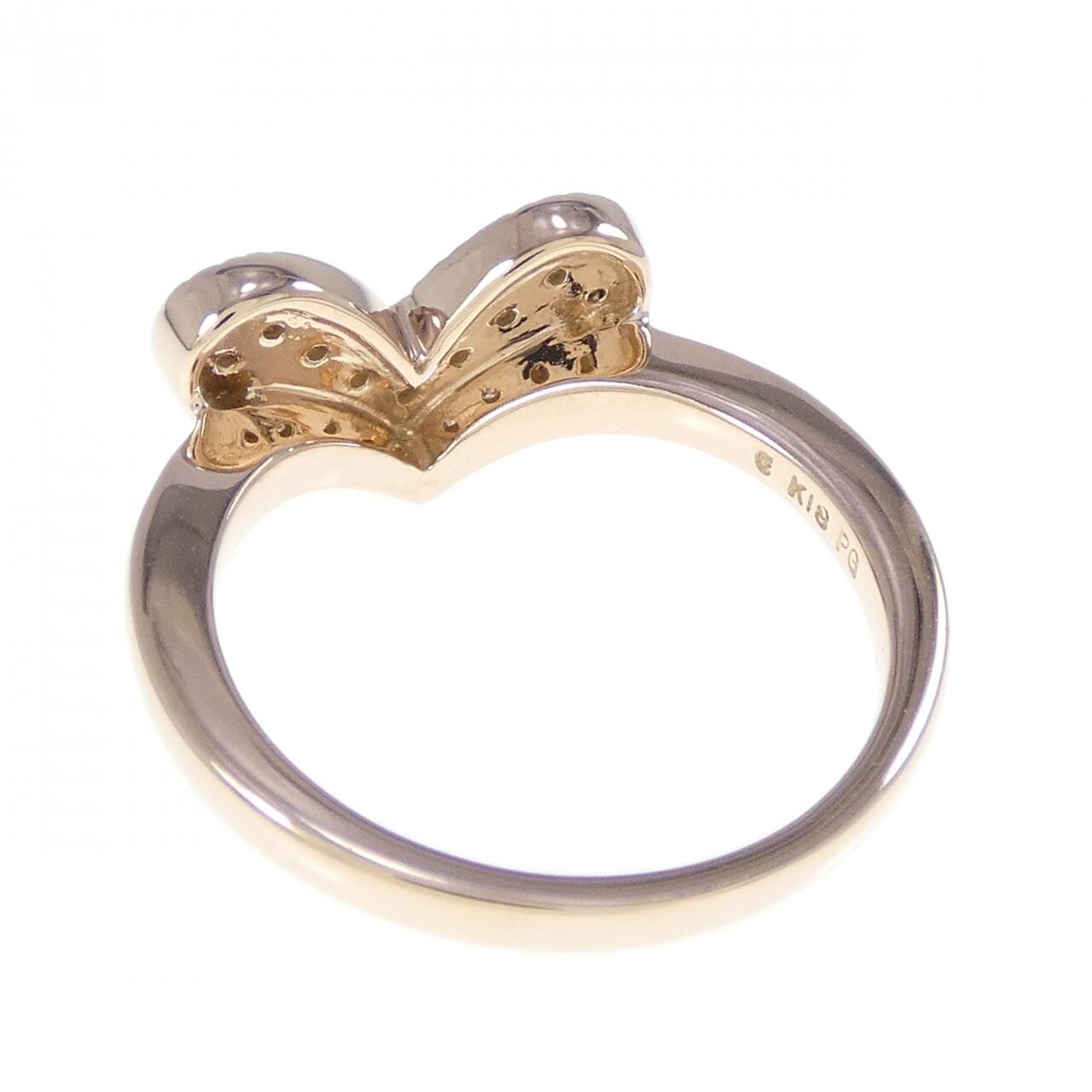 K18PG ハート ダイヤモンド リング 0.16CT