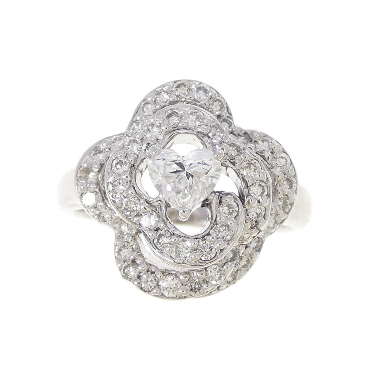 K18WG ハート ダイヤモンド リング