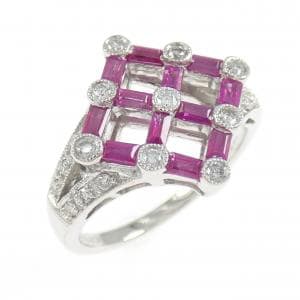 K18WG ルビー リング 0.70CT