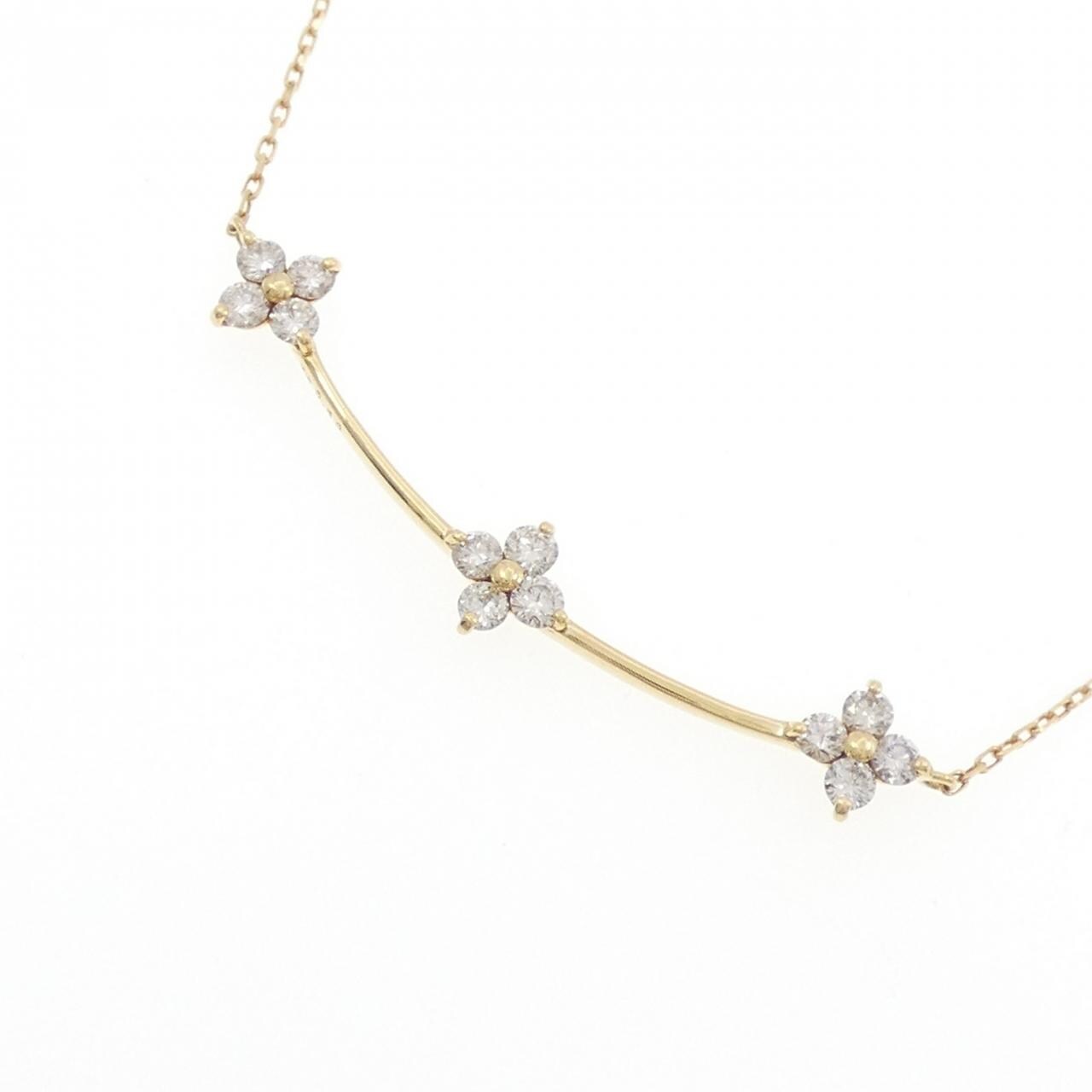 K18YG フラワー ダイヤモンド ネックレス 0.50CT